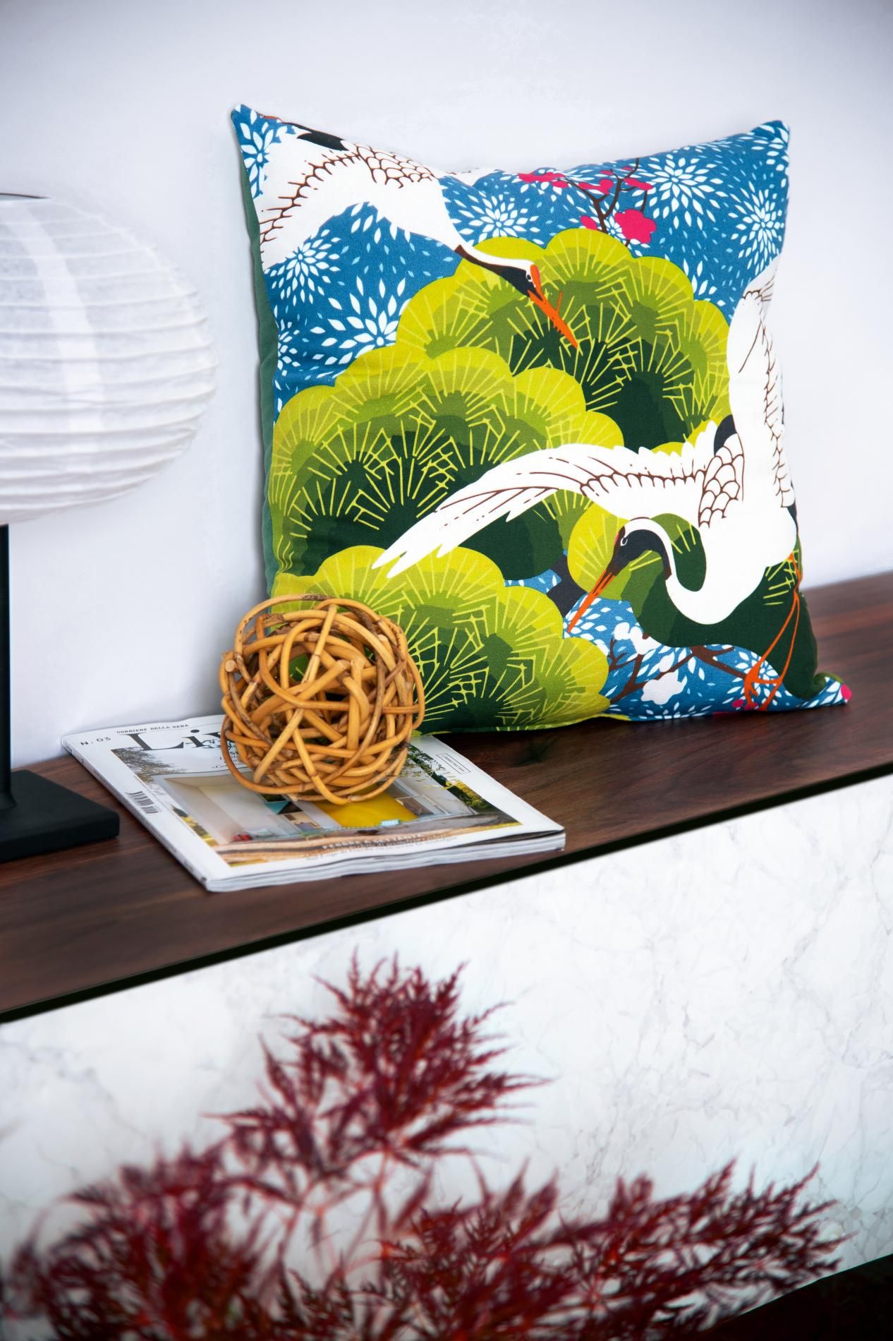 Cuscino decorativo KIMONO, stile giapponese, airone, 45x45 cm - immagine 9
