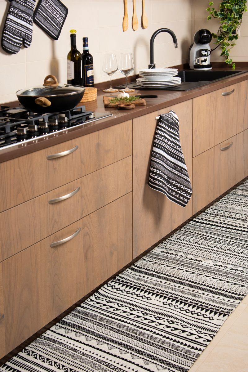 Passatoia ETNICO, bianco e nero, 55x180 cm - immagine 4