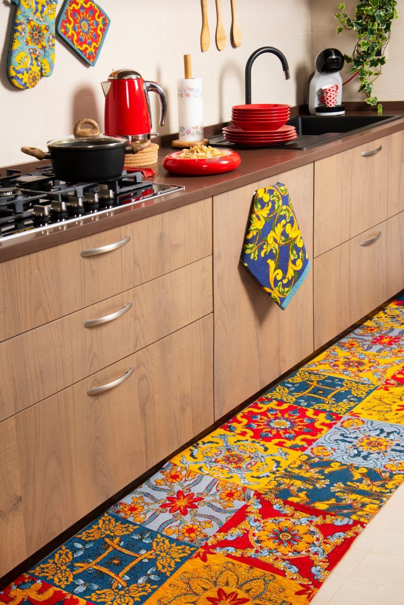 Passatoia TRINACRIA, stile siciliano, multicolore, 55x180 cm - immagine 8