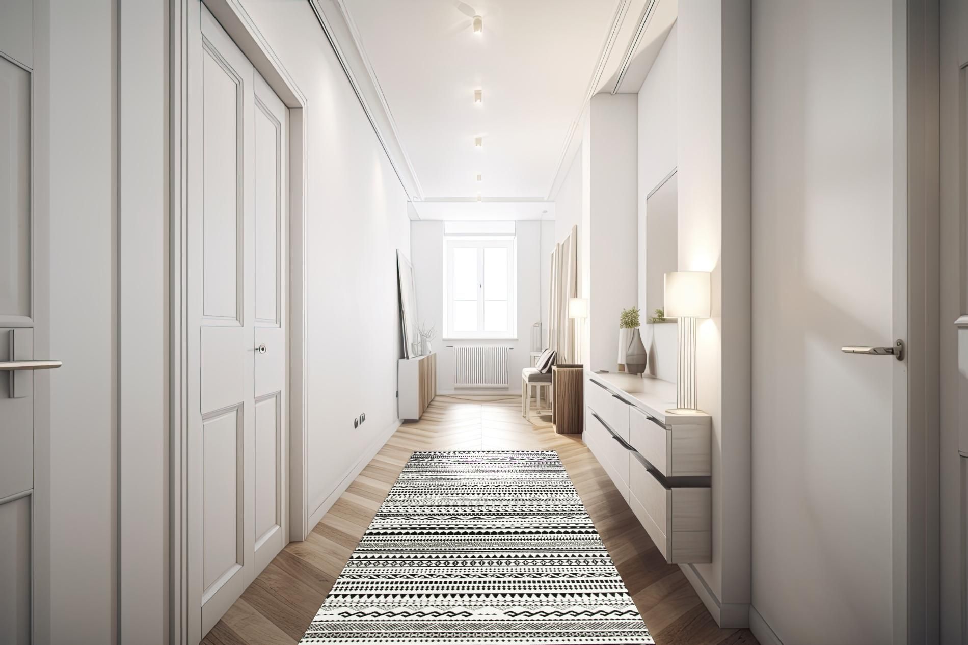Passatoia ETNICO, bianco e nero, 55x180 cm - immagine 8