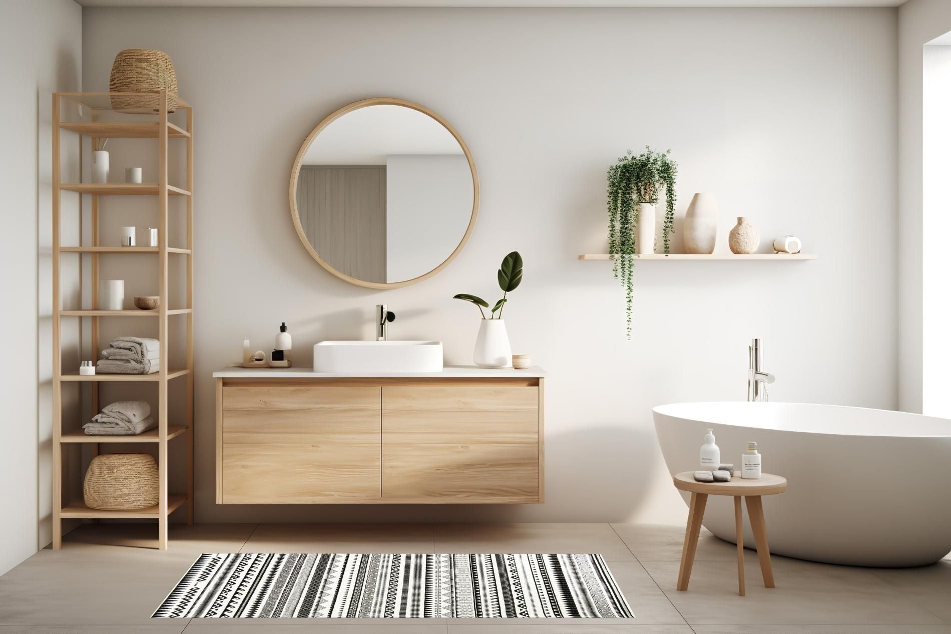 Passatoia ETNICO, bianco e nero, 55x110 cm - immagine 6