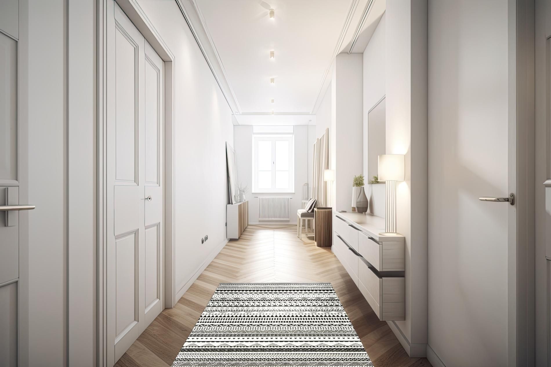 Passatoia ETNICO, bianco e nero, 55x110 cm - immagine 7