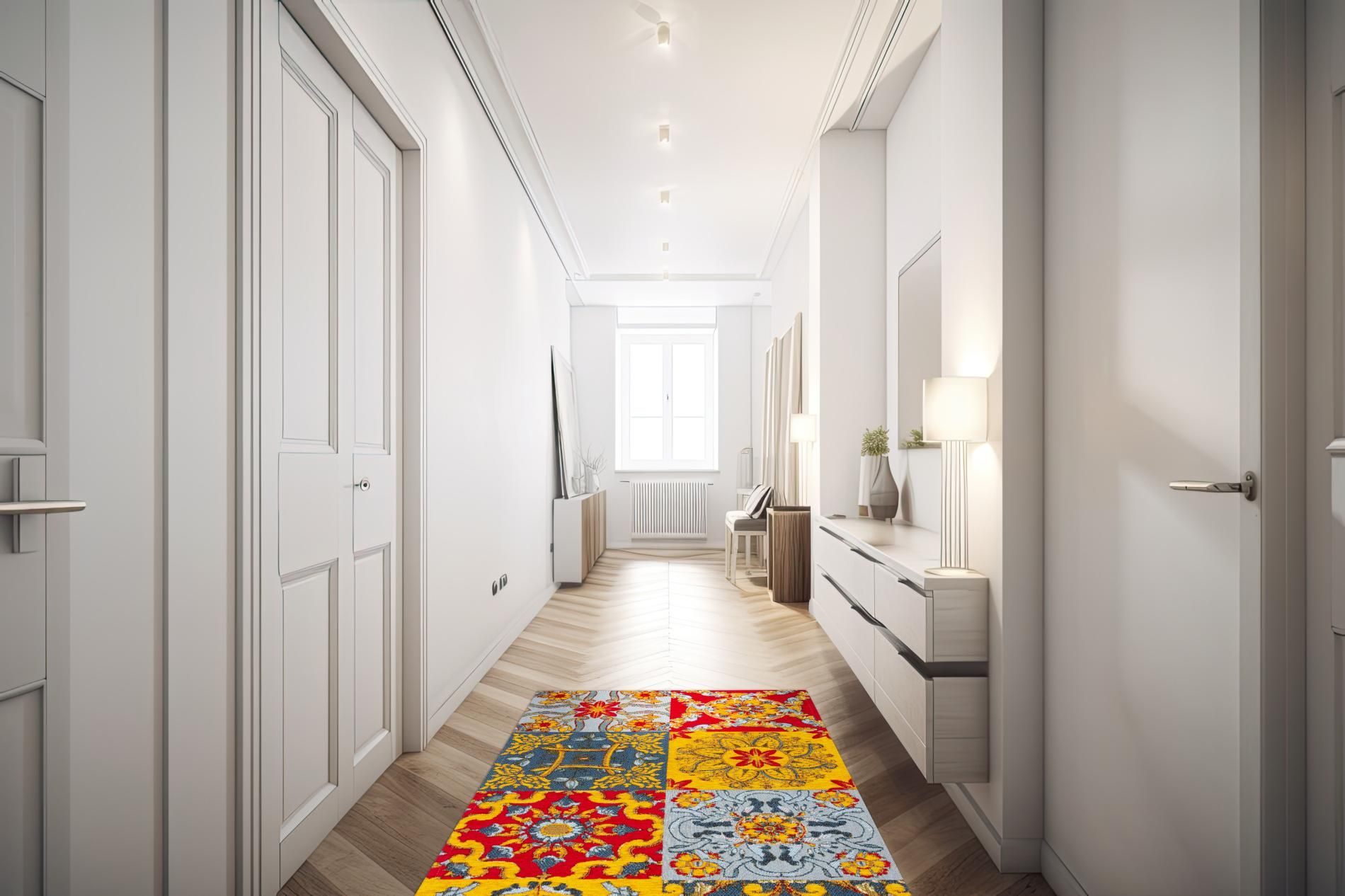 Passatoia TRINACRIA, stile siciliano, multicolore, 55x110 cm - immagine 7