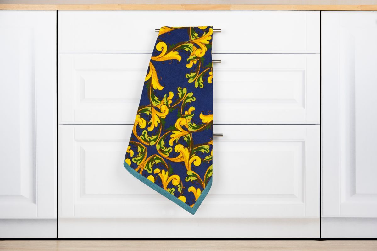 Canovaccio TRINACRIA, 100% cotone, con limoni, 50x70 cm - immagine 3