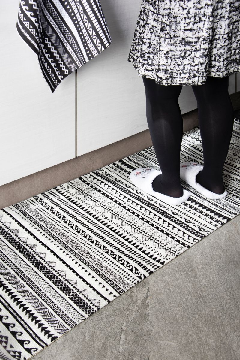 Passatoia ETNICO, bianco e nero, 55x180 cm - immagine 10