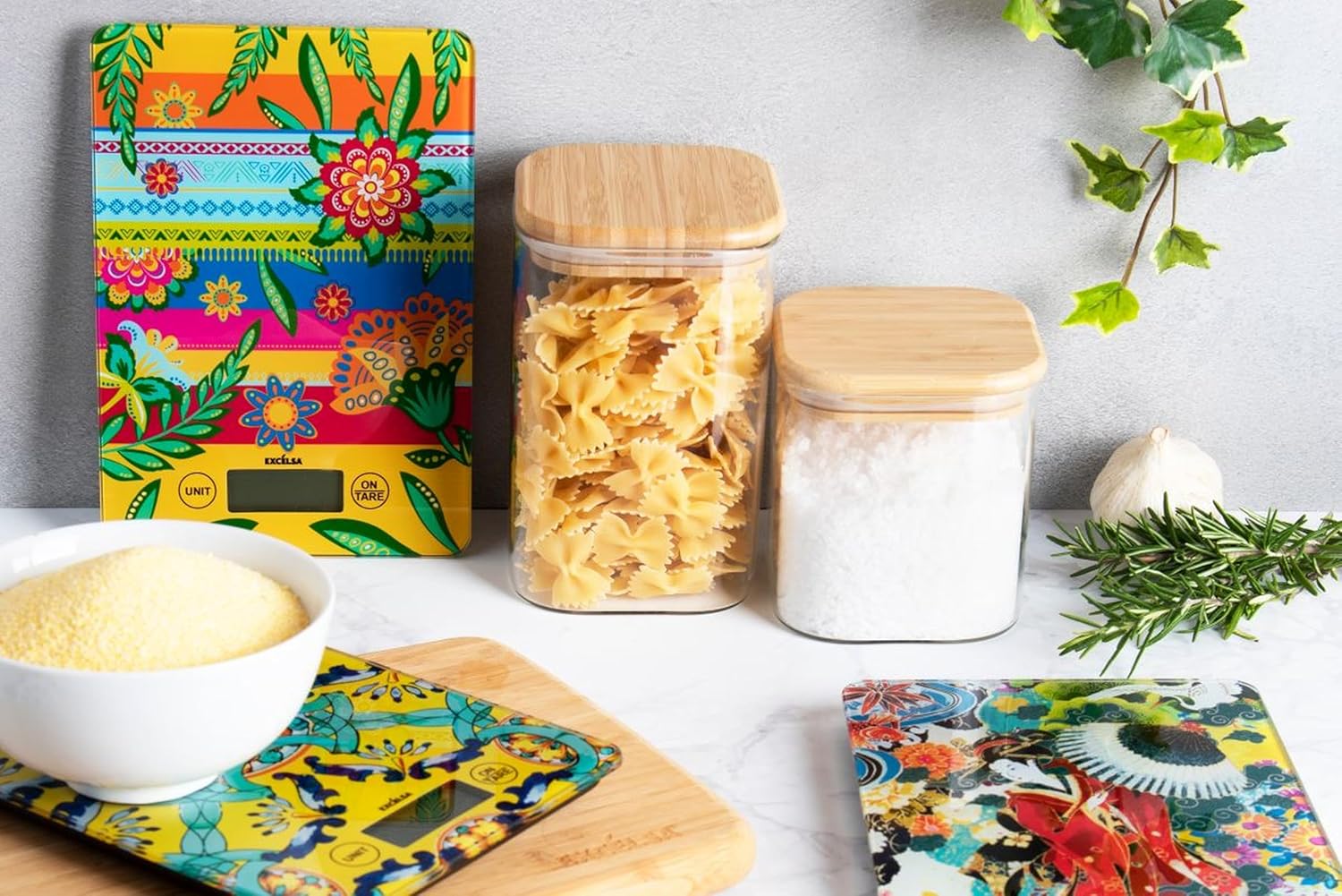Eco Living Barattolo con Coperchio in Bambù, 1 L., Vetro Borosilicato - immagine 2