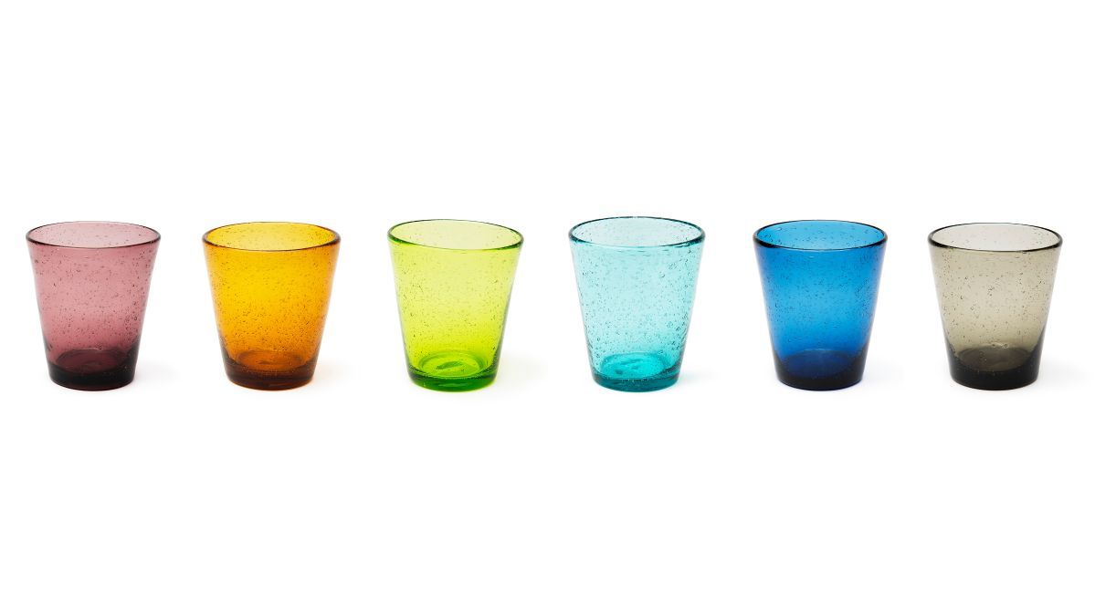 Bicchieri acqua COLOR BUBBLE, multicolore, vetro colorato in pasta ml 300 - immagine 8