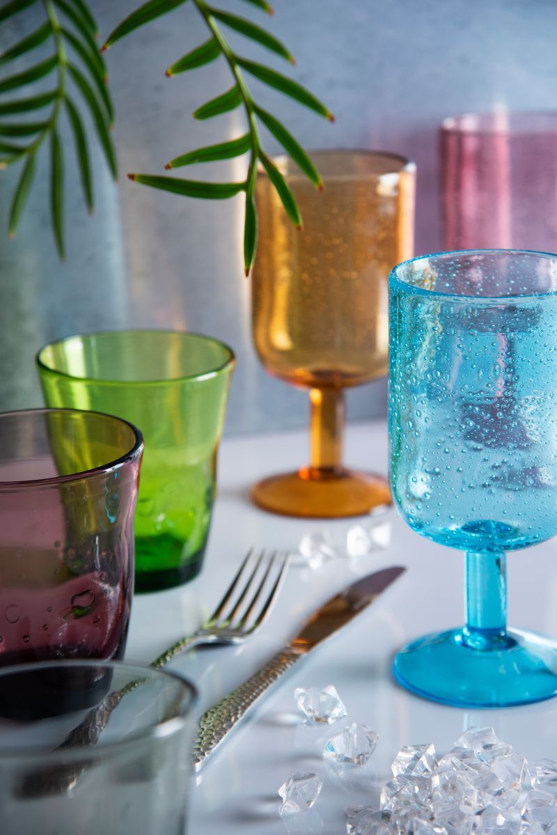 Bicchieri acqua COLOR BUBBLE, multicolore, vetro colorato in pasta ml 300 - immagine 10