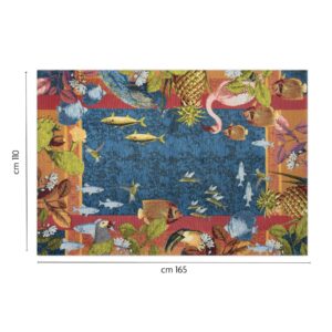 Tappeto arredo, animali e fauna, multicolore, 165x110 cm