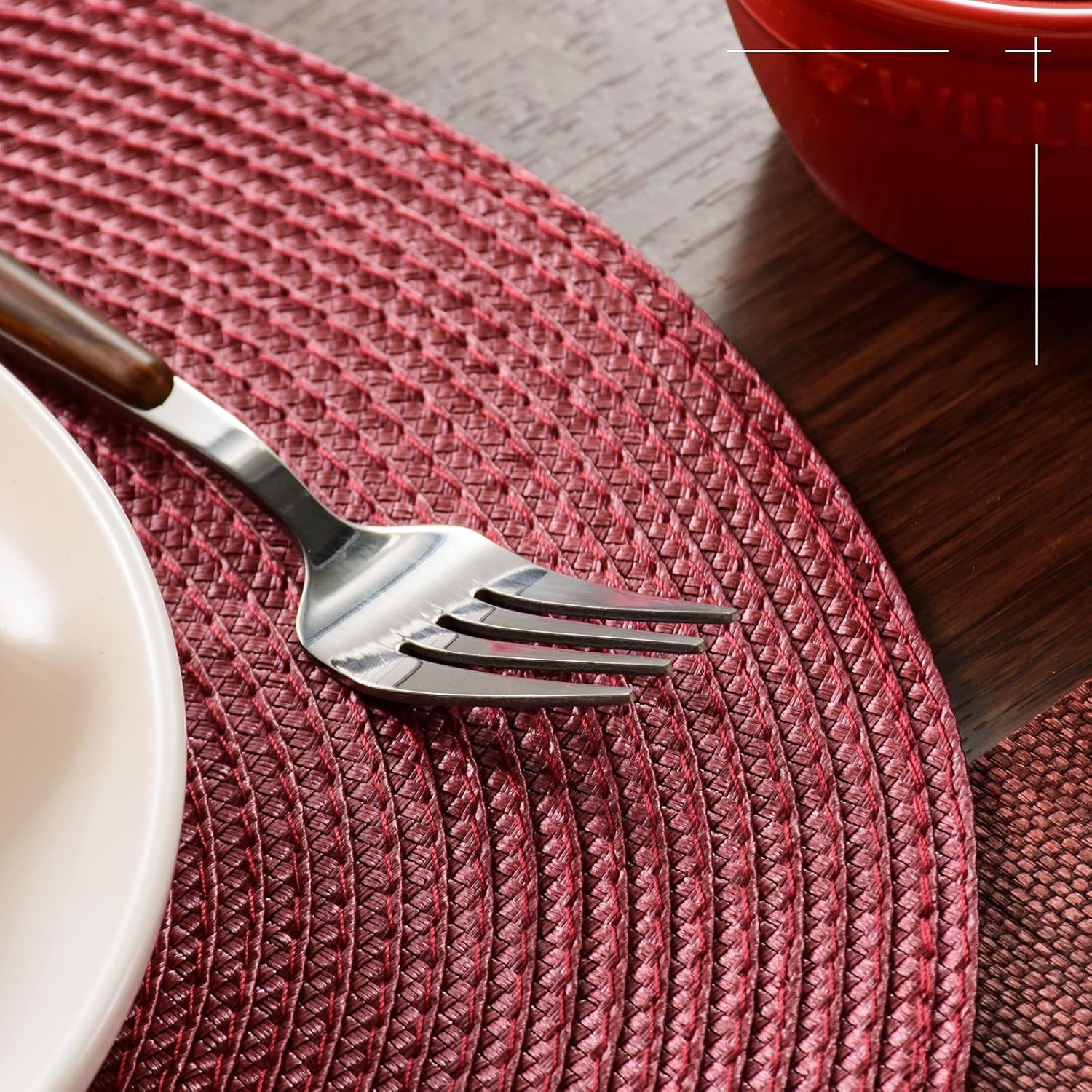 Set di 6 tovagliette rotonde bordeaux - immagine 2